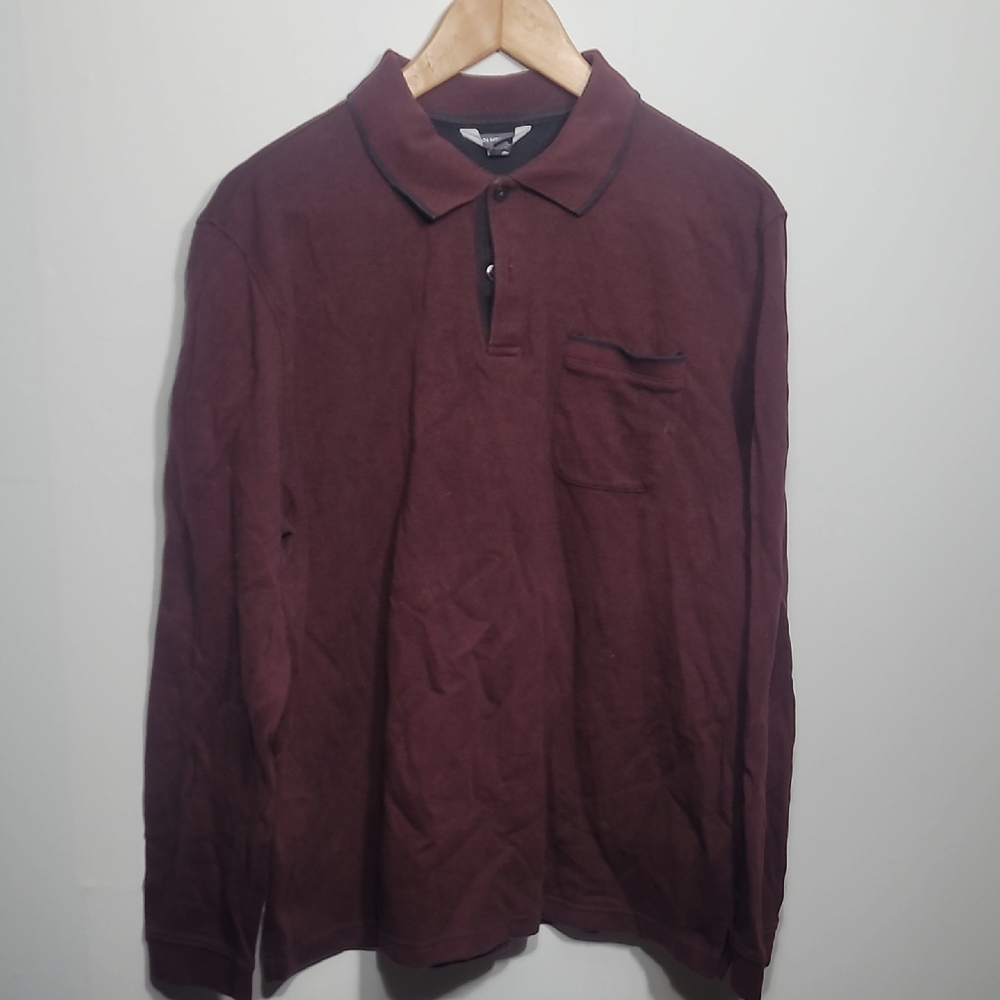 Van Huesen Men's Maroon Polo Shirt